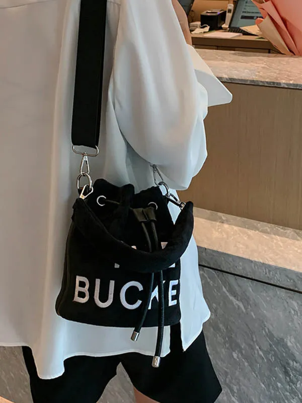 Drawstring Letter Print Handbags Crossbody Bags