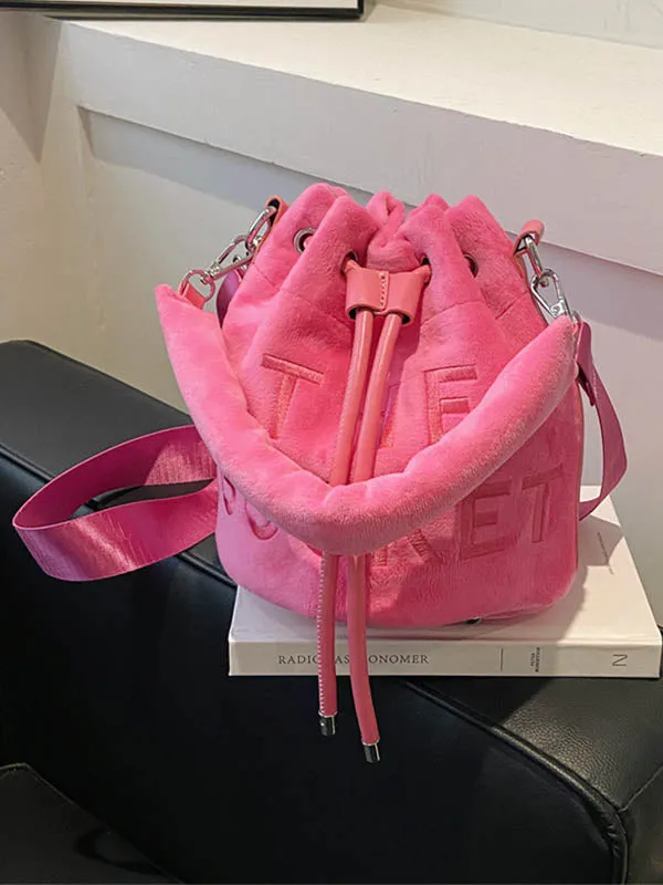 Drawstring Letter Print Handbags Crossbody Bags