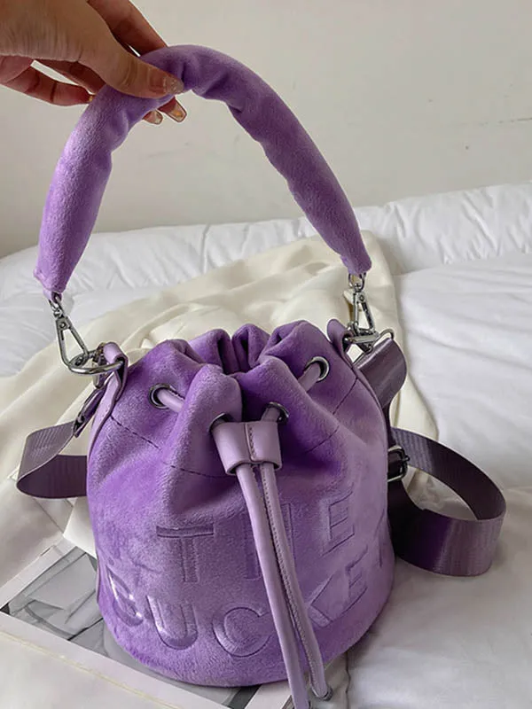 Drawstring Letter Print Handbags Crossbody Bags