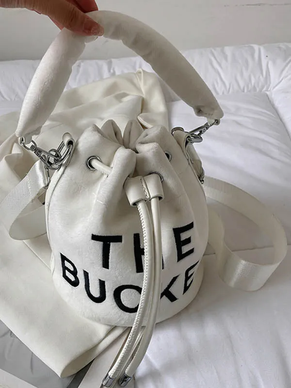 Drawstring Letter Print Handbags Crossbody Bags
