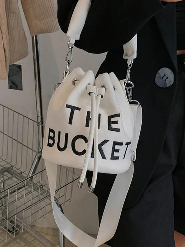 Drawstring Letter Print Handbags Crossbody Bags