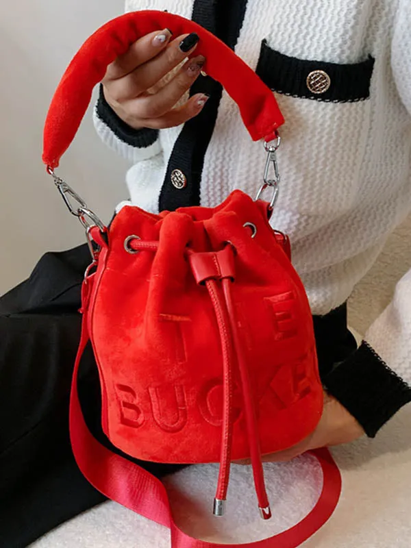 Drawstring Letter Print Handbags Crossbody Bags