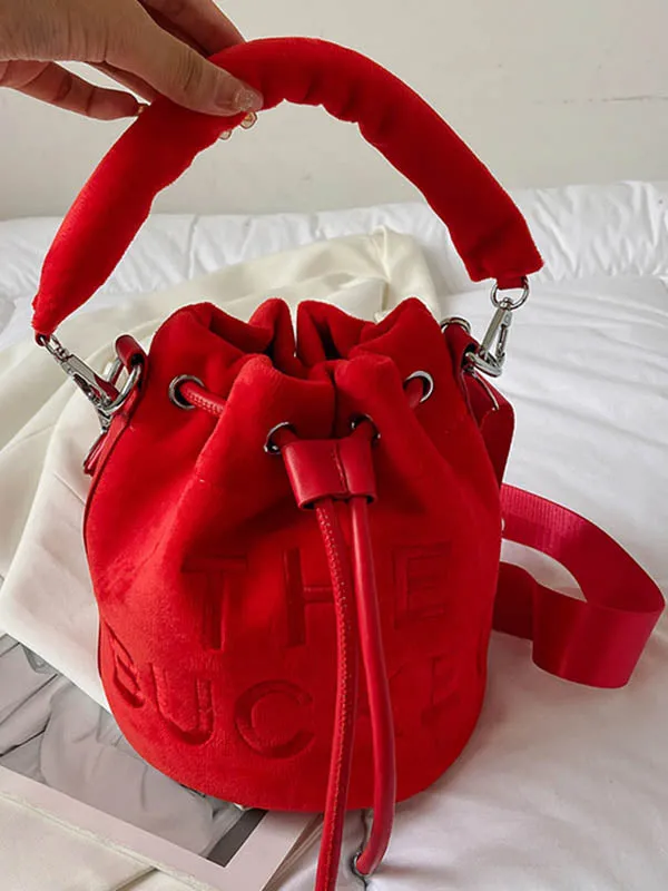 Drawstring Letter Print Handbags Crossbody Bags