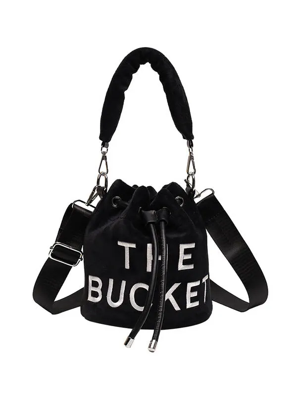 Drawstring Letter Print Handbags Crossbody Bags