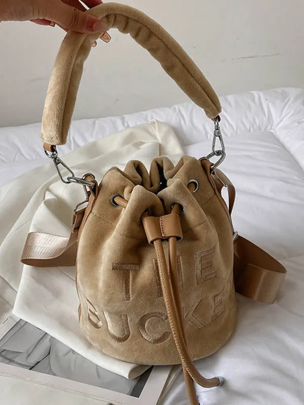 Drawstring Letter Print Handbags Crossbody Bags