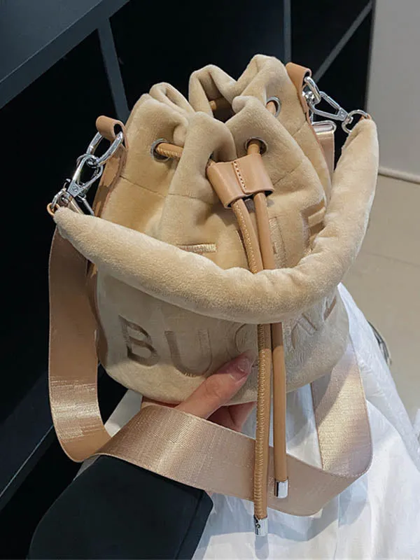 Drawstring Letter Print Handbags Crossbody Bags