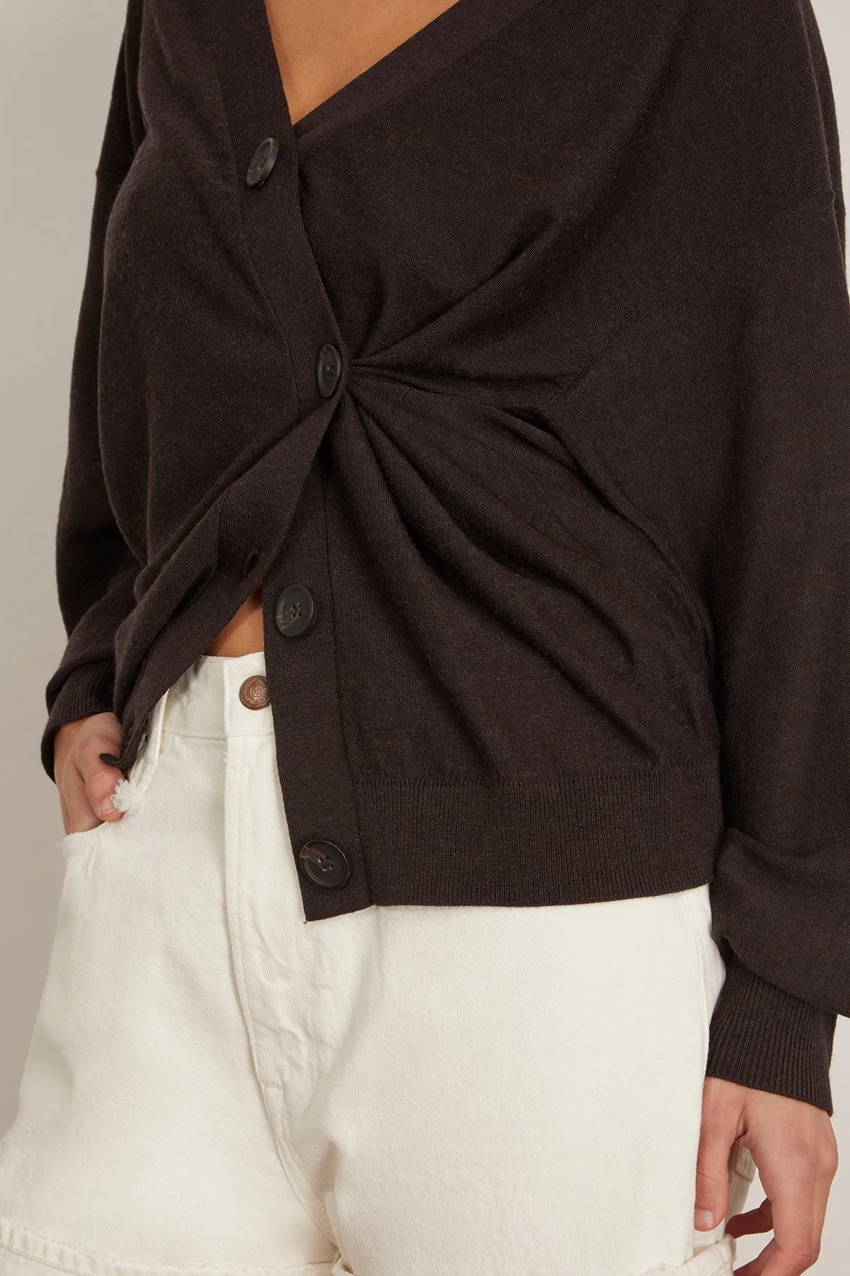 Drippy Tissue Cardigan in Deep Espresso