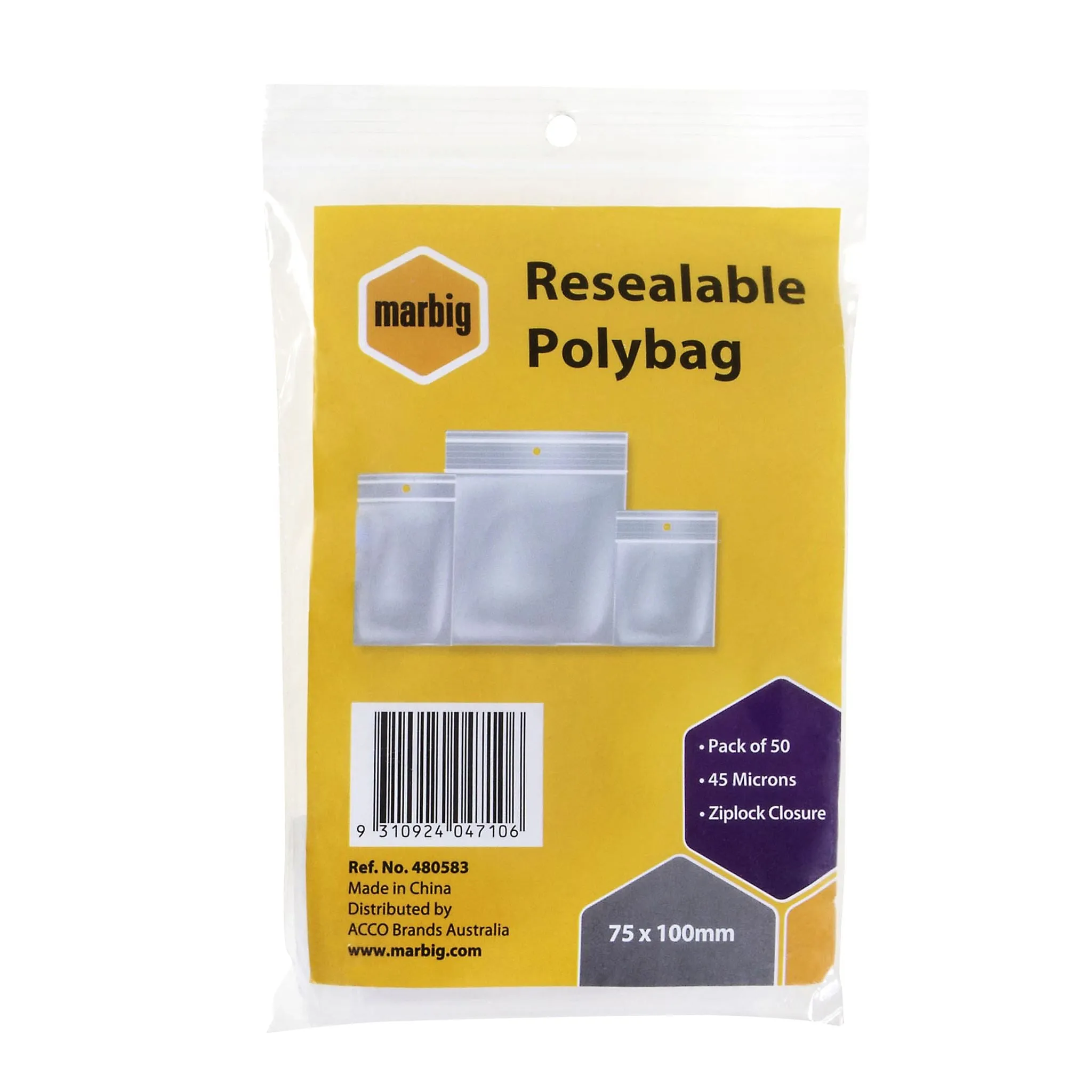 Esselte Zip Lock Bags 75mmx100mm x 50 Bags