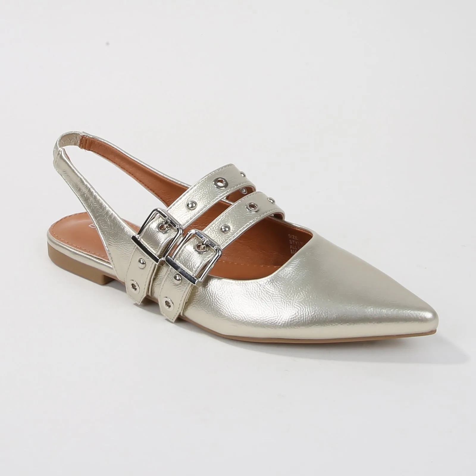 Fabiola Patent Buckle Slingback Flats