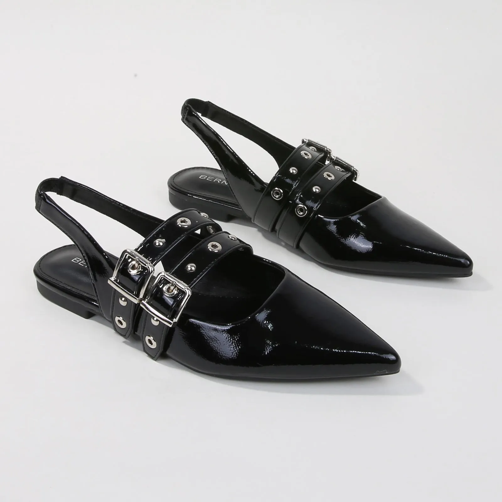 Fabiola Patent Buckle Slingback Flats
