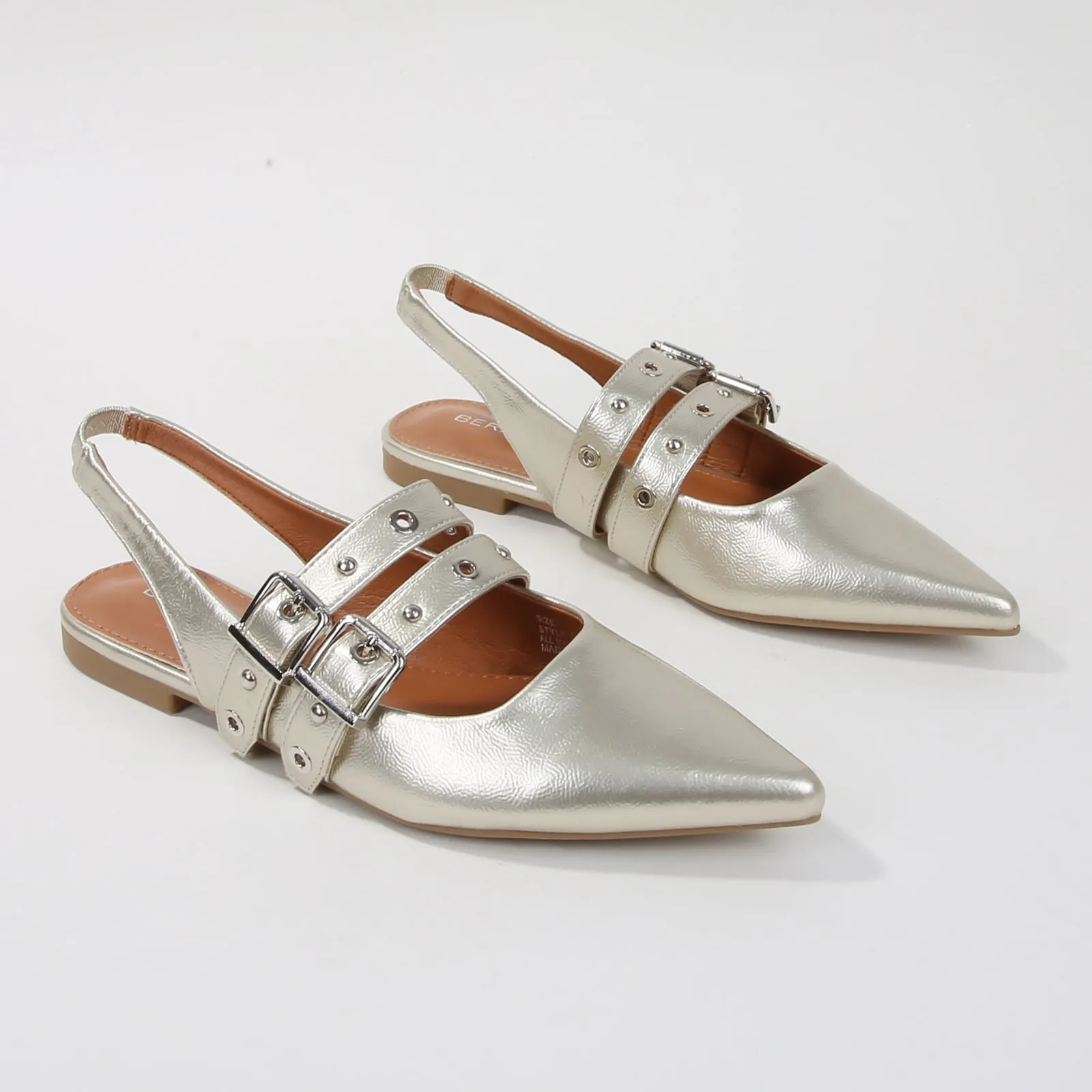 Fabiola Patent Buckle Slingback Flats