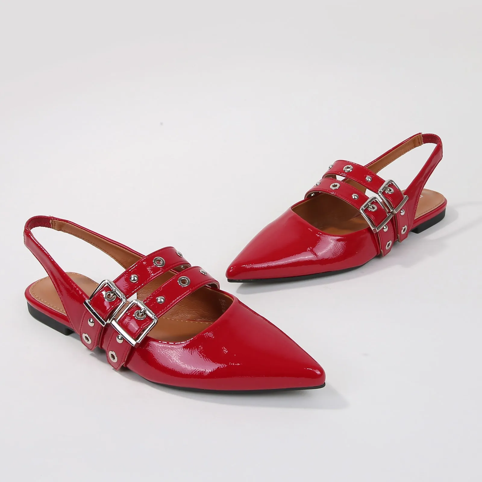 Fabiola Patent Buckle Slingback Flats
