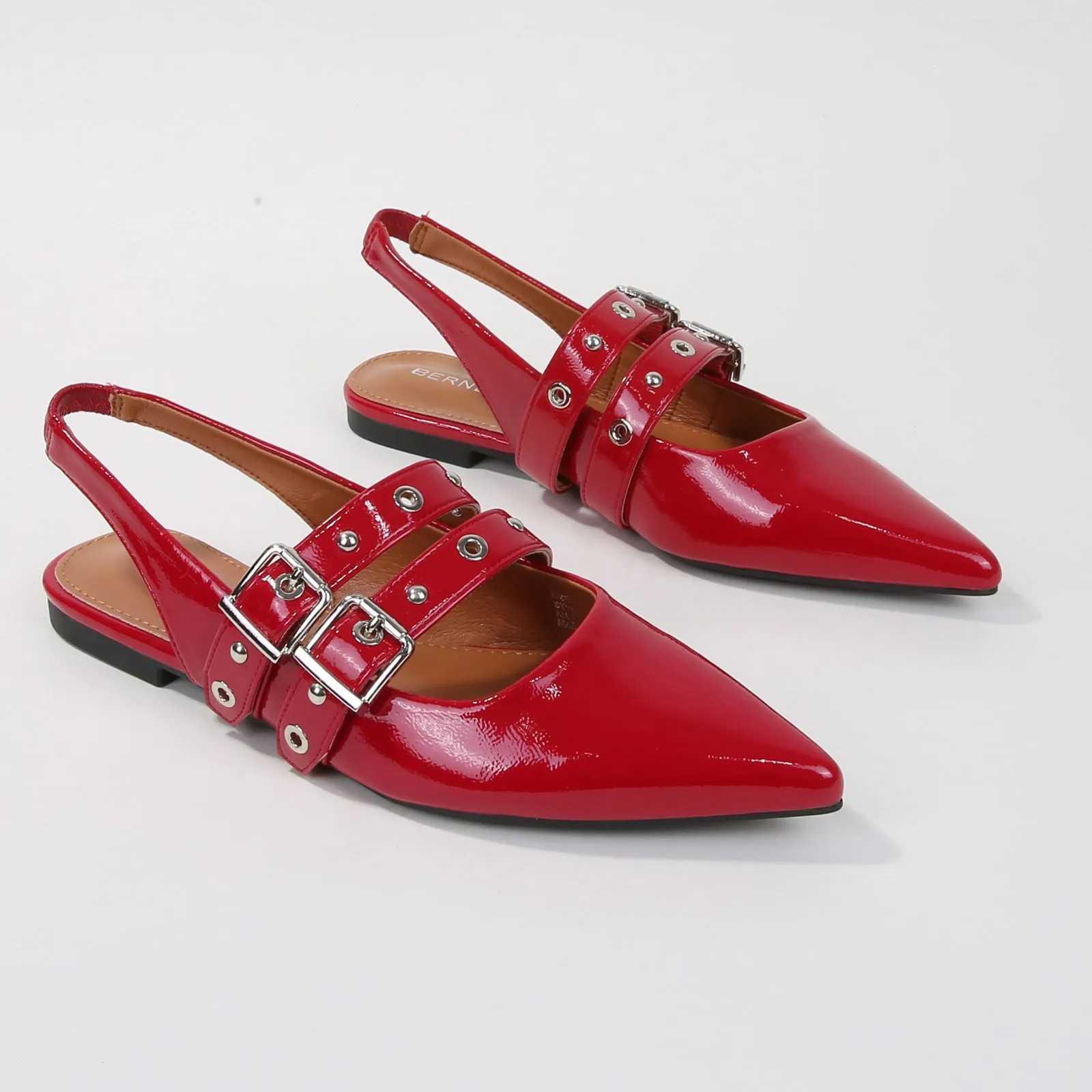 Fabiola Patent Buckle Slingback Flats