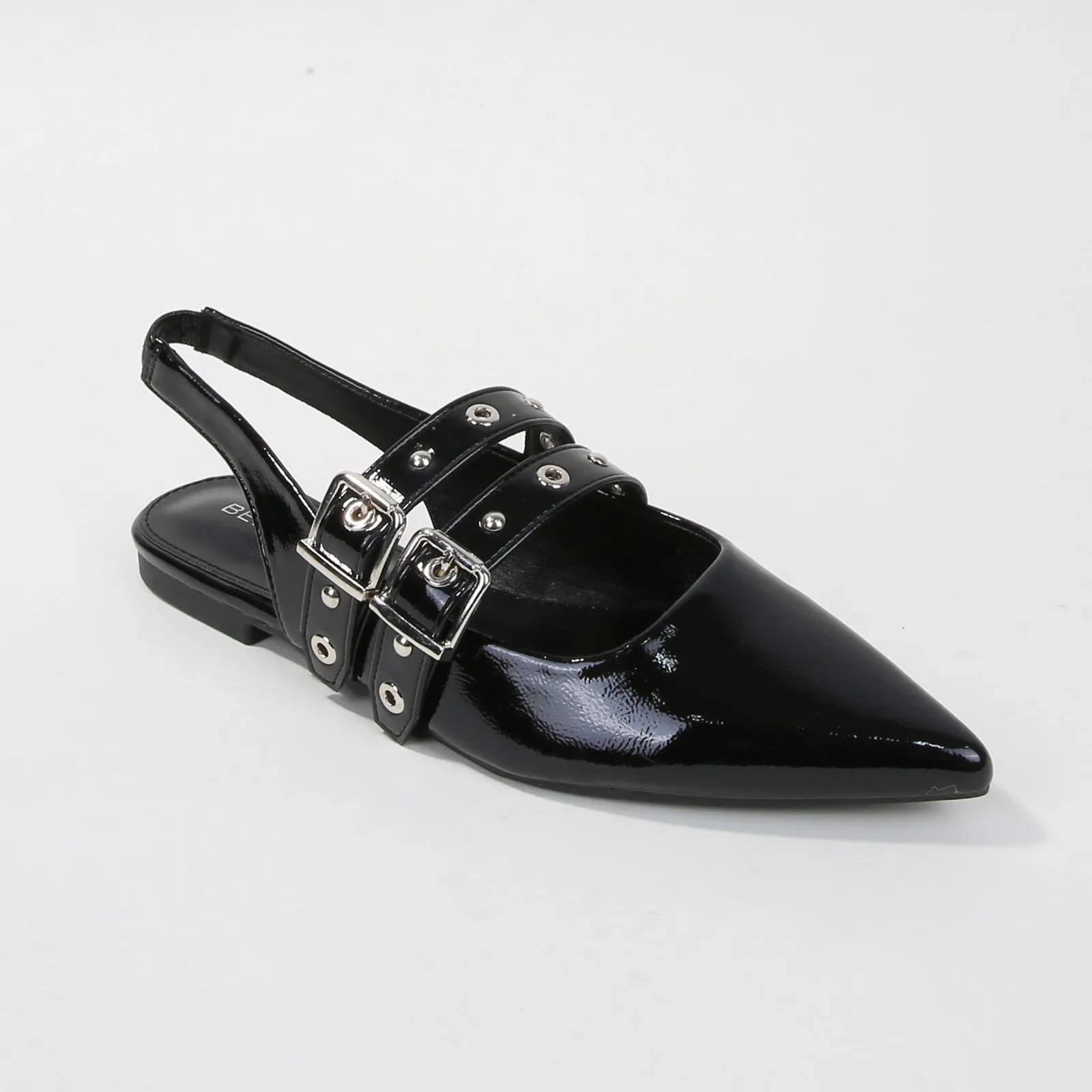 Fabiola Patent Buckle Slingback Flats