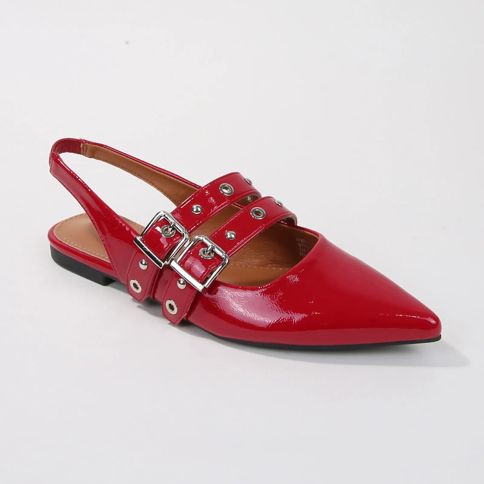 Fabiola Patent Buckle Slingback Flats