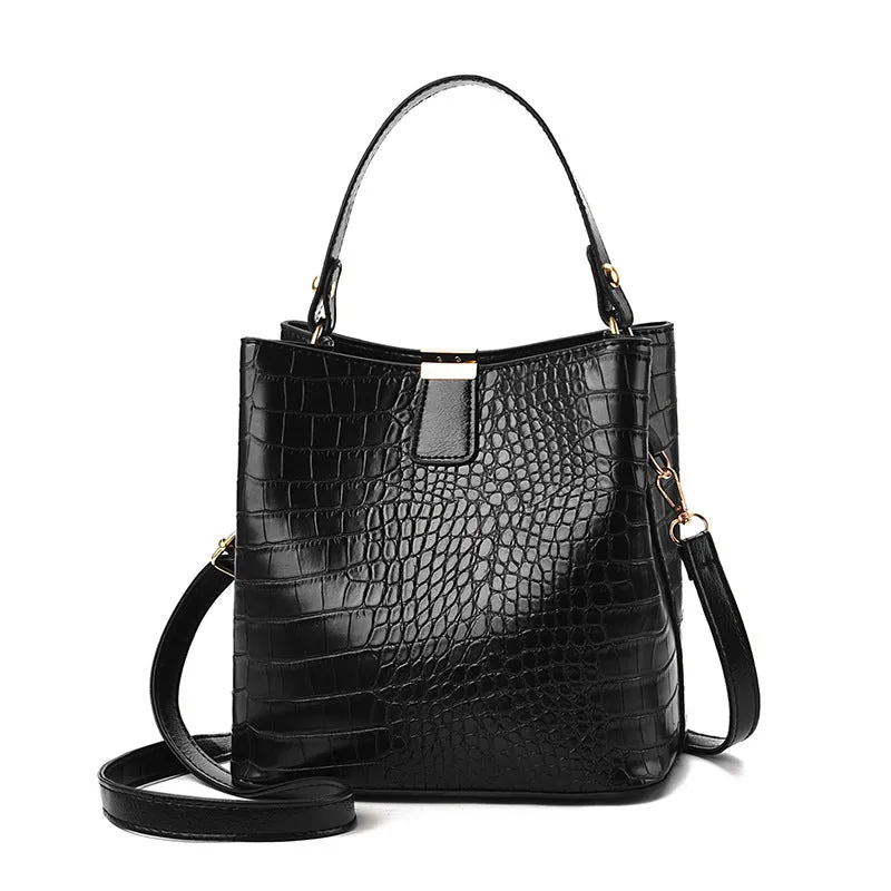 Fashion Bucket Bag Stone Pattern Shoulder Messenger Bag