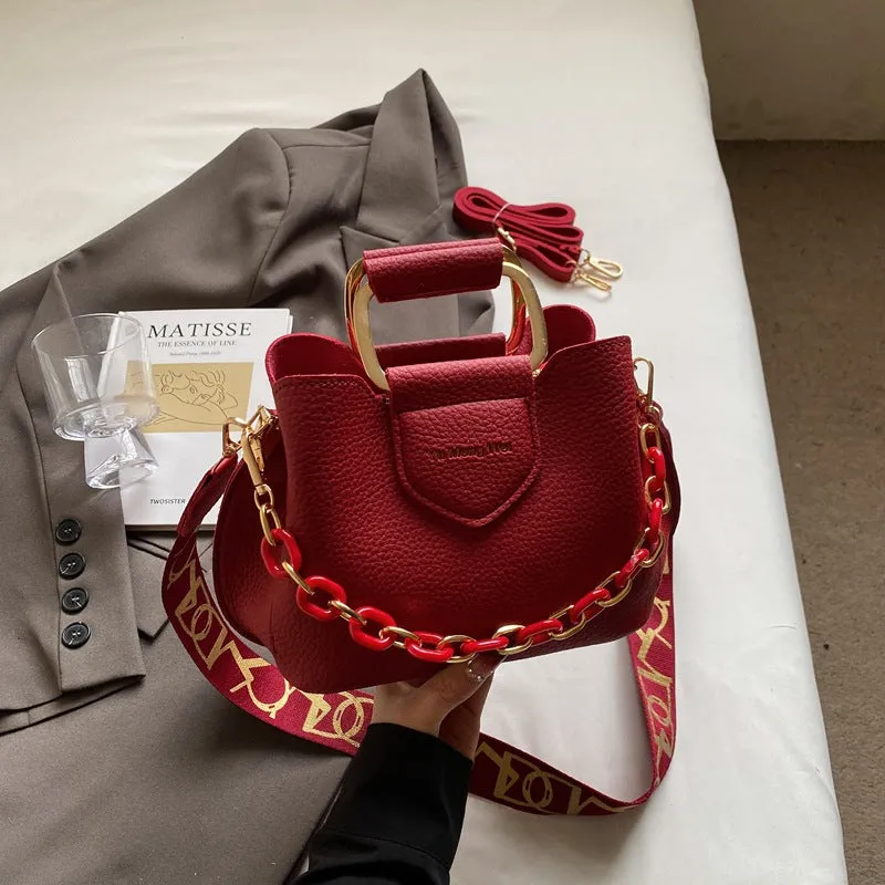 Fashion Handbag Chain Handle Bucket Bag Women Satchels