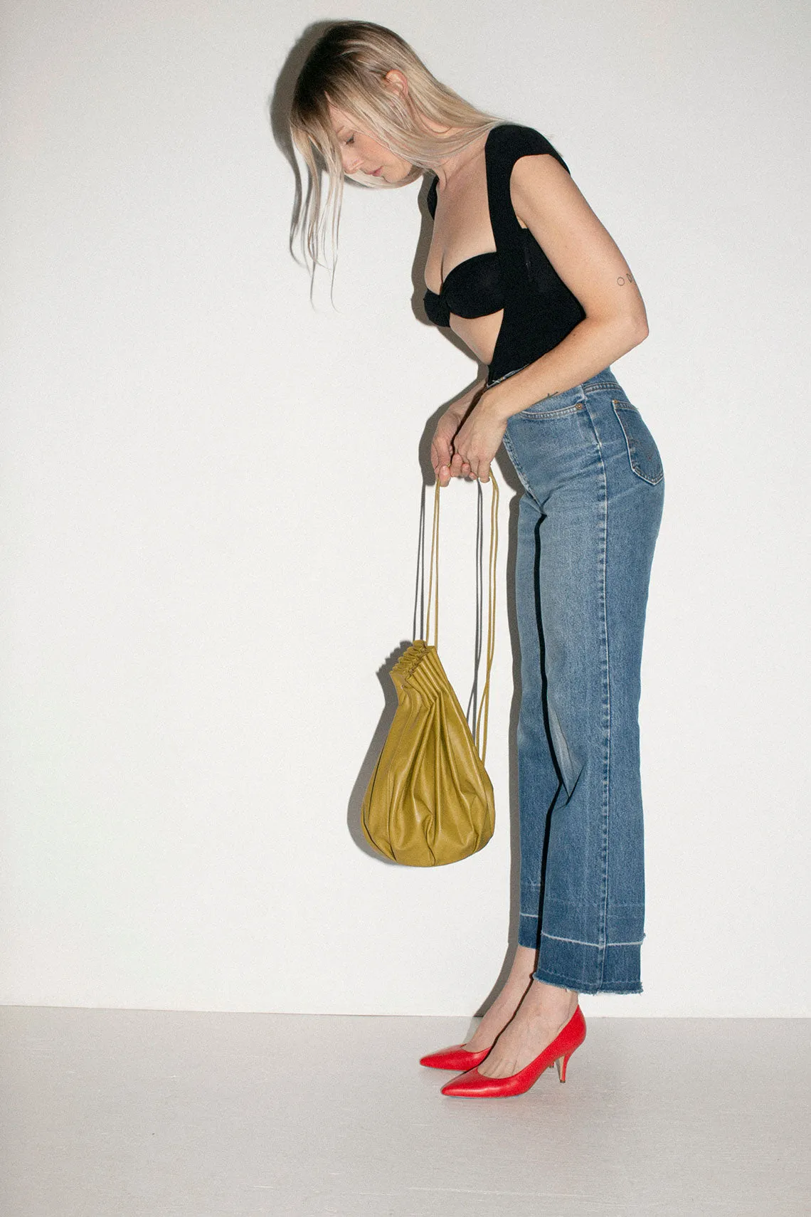 Fennel Pleated Balloon Crossbody