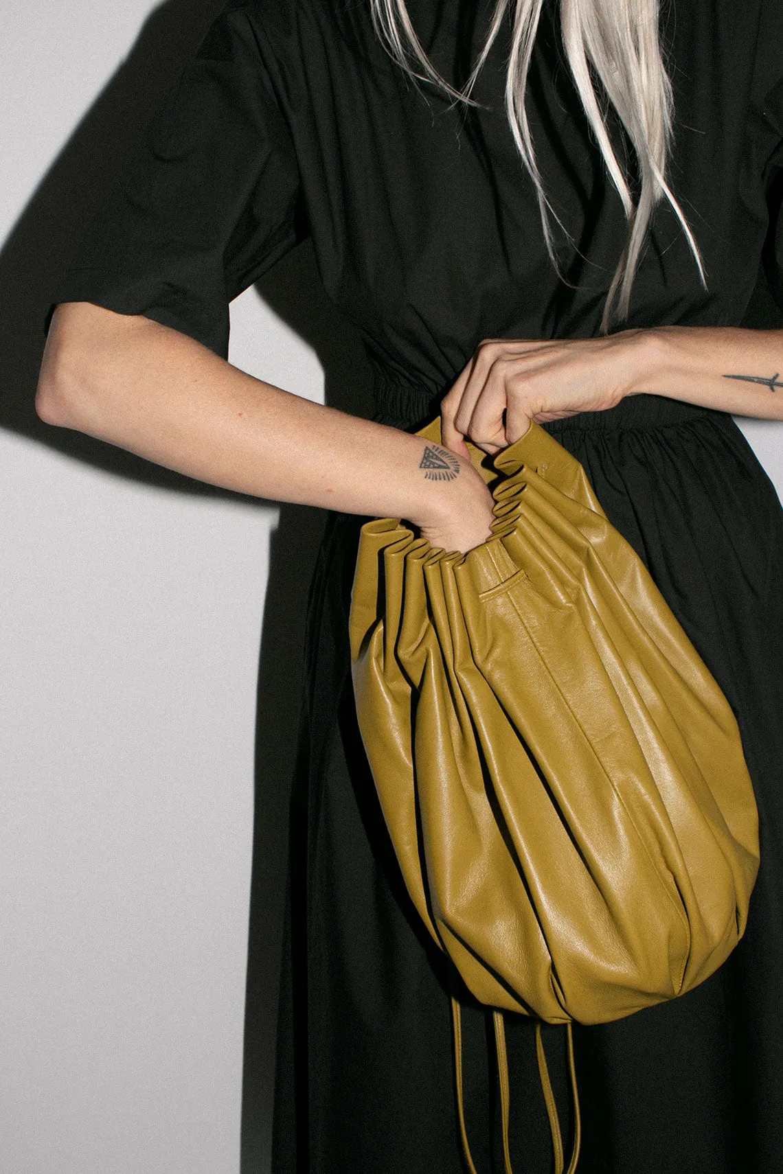 Fennel Pleated Balloon Crossbody
