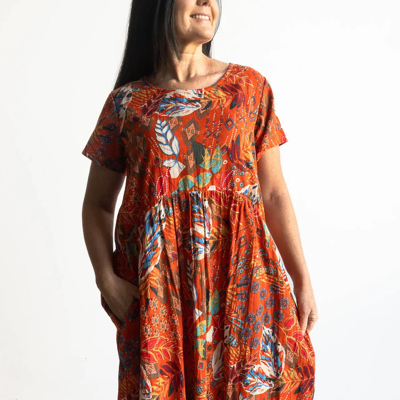 Flow Smock Dress by Orientique Australia - Serengeti - 91014