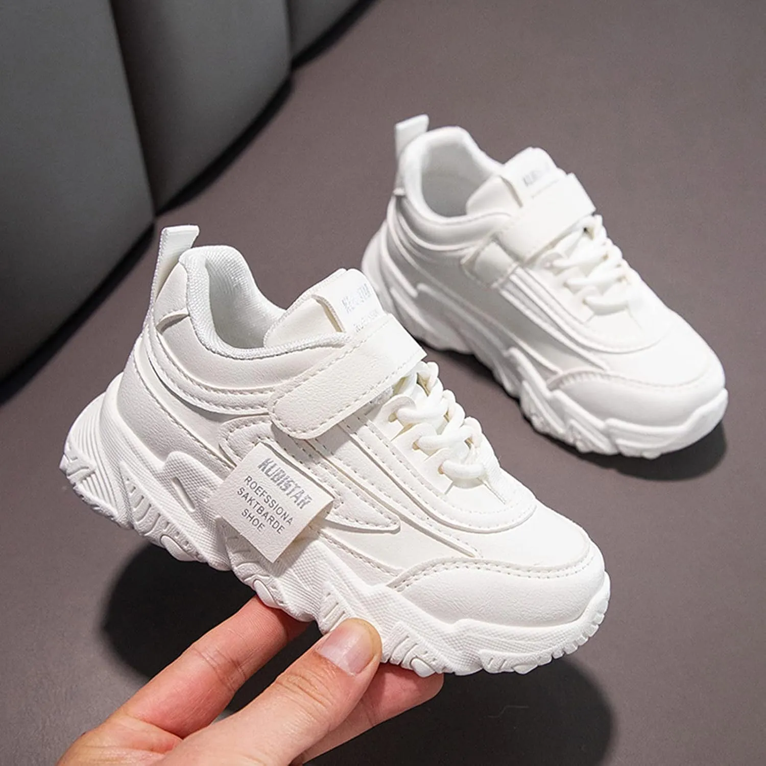 Girls Running Shoes Boys Color Sneakers for Kids Casual Lightweight Classic Adjustable Strap Hook and Loops Shoes