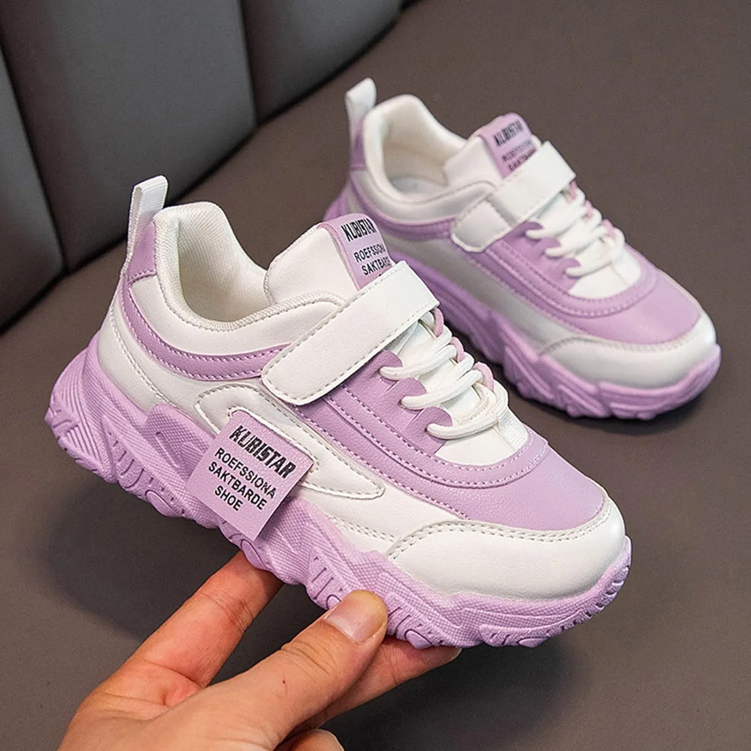 Girls Running Shoes Boys Color Sneakers for Kids Casual Lightweight Classic Adjustable Strap Hook and Loops Shoes