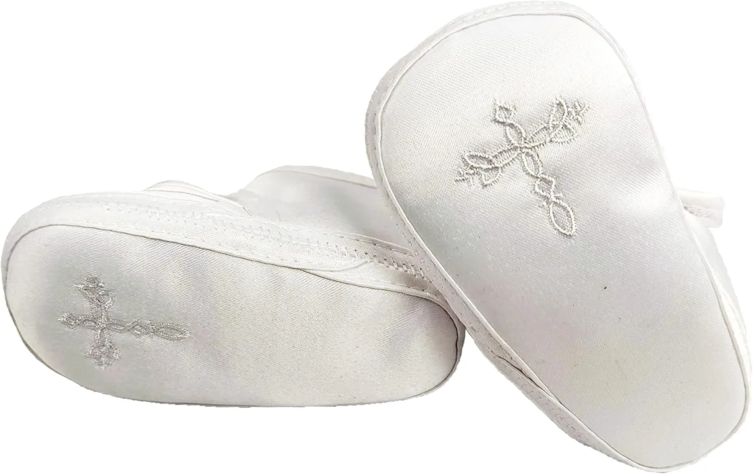 Girls Satin Christening Shoe with Celtic Cross and Rosette