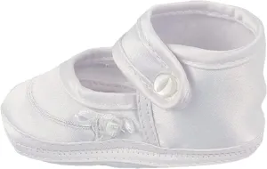 Girls Satin Christening Shoe with Celtic Cross and Rosette