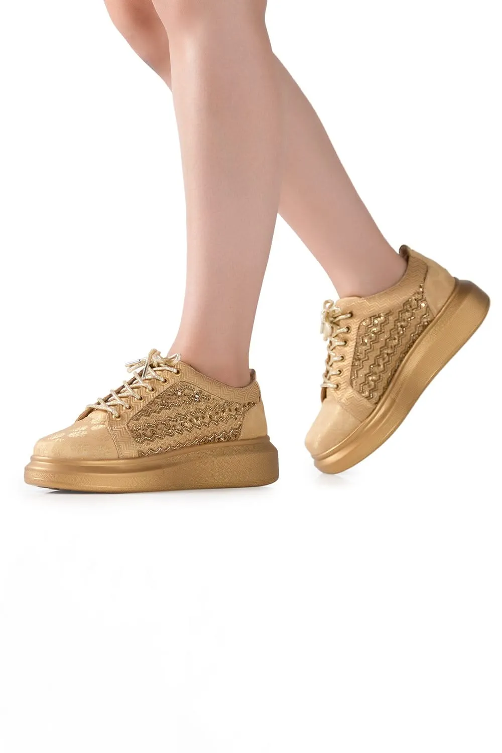 Gold Empress Wedge Sneakers