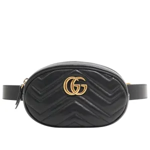 Gucci Leather Marmont Belt Bag in Black GHW
