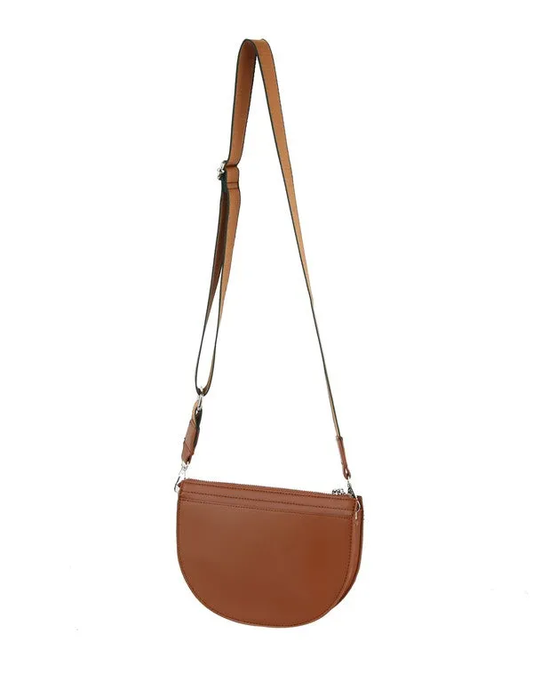 Half Moon Crossbody Bag w/ Solid Strap