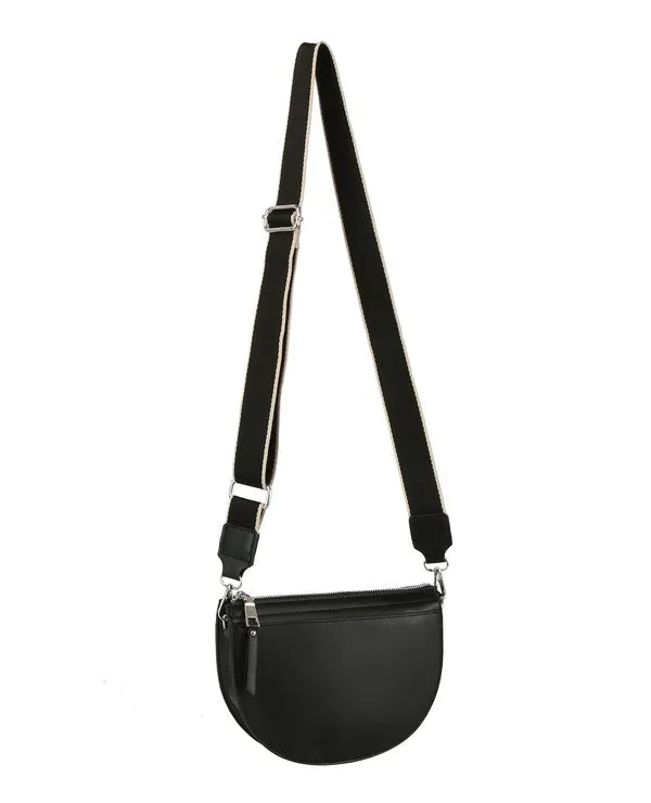Half Moon Crossbody Bag w/ Solid Strap