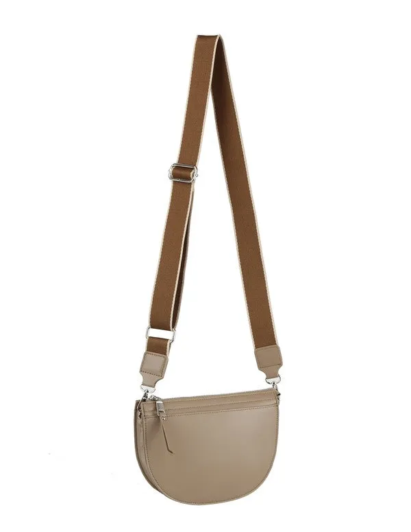 Half Moon Crossbody Bag w/ Solid Strap