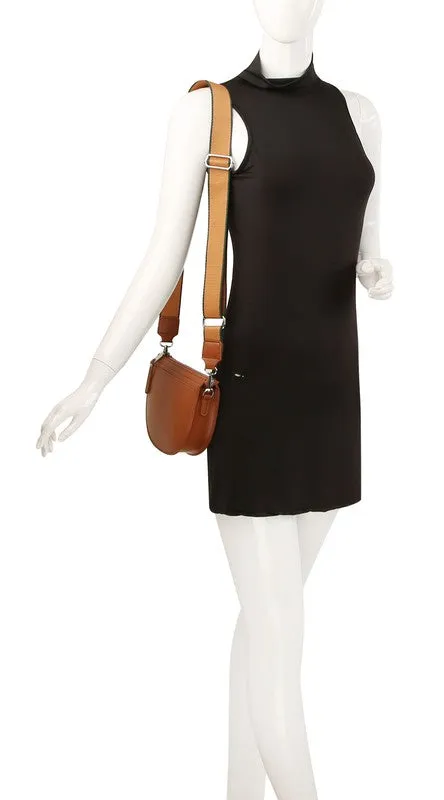 Half Moon Crossbody Bag w/ Solid Strap