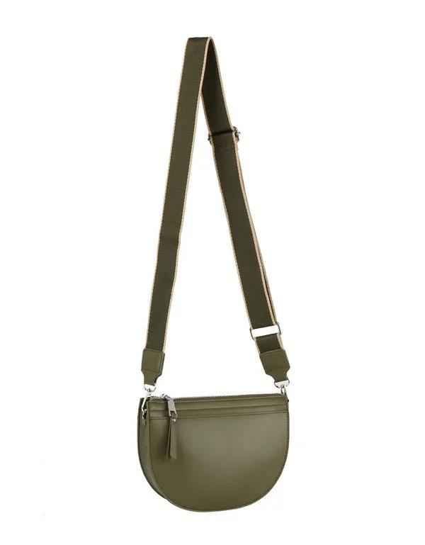 Half Moon Crossbody Bag w/ Solid Strap