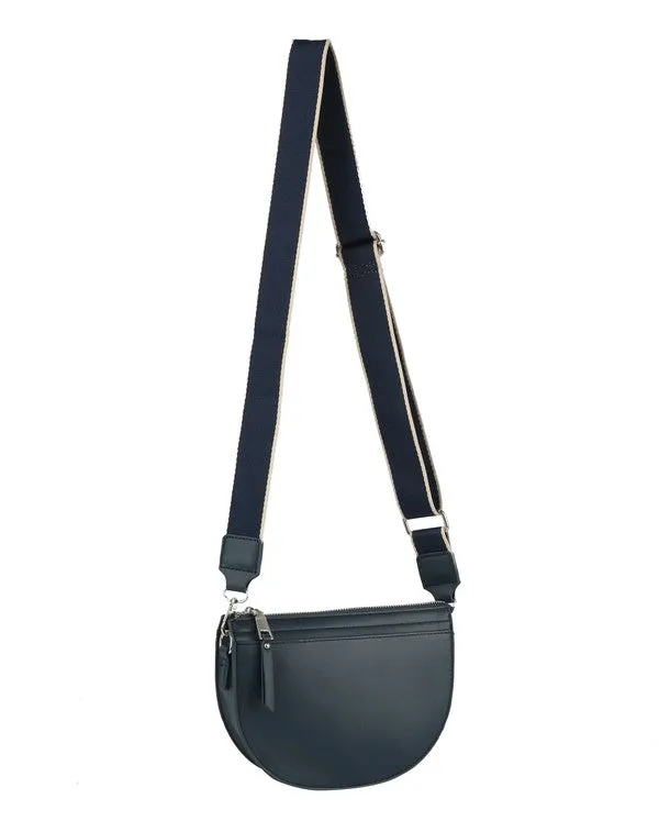 Half Moon Crossbody Bag w/ Solid Strap