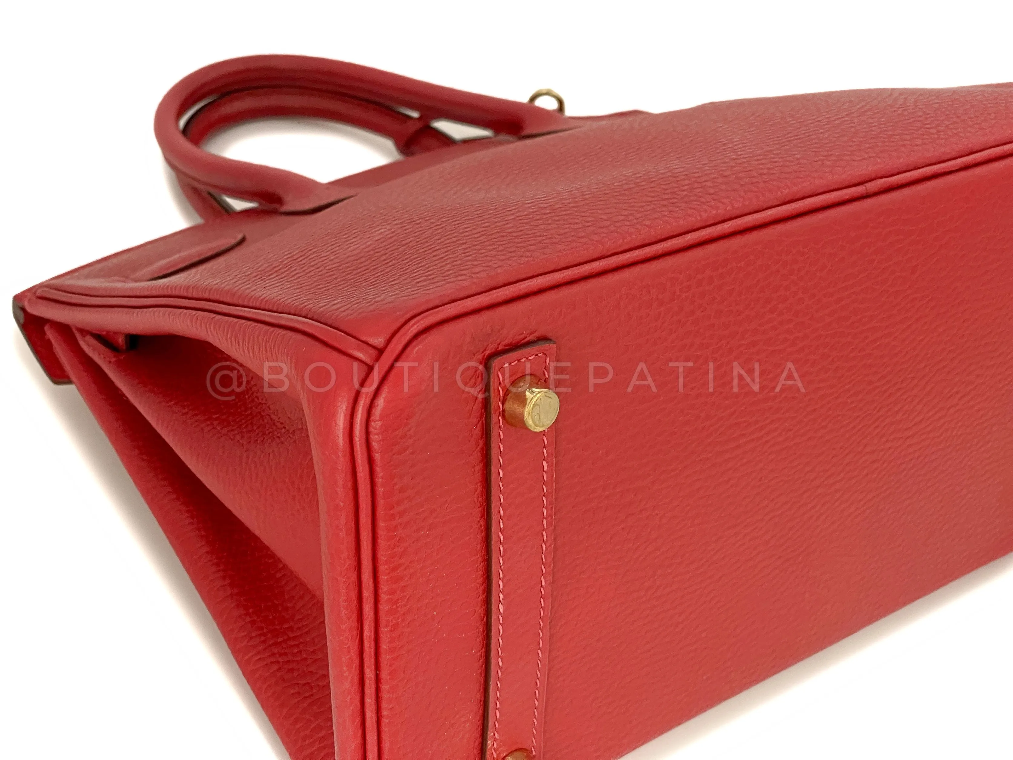 Hermes Rouge Vermillion Ardennes 30cm Birkin Bag GHW Red