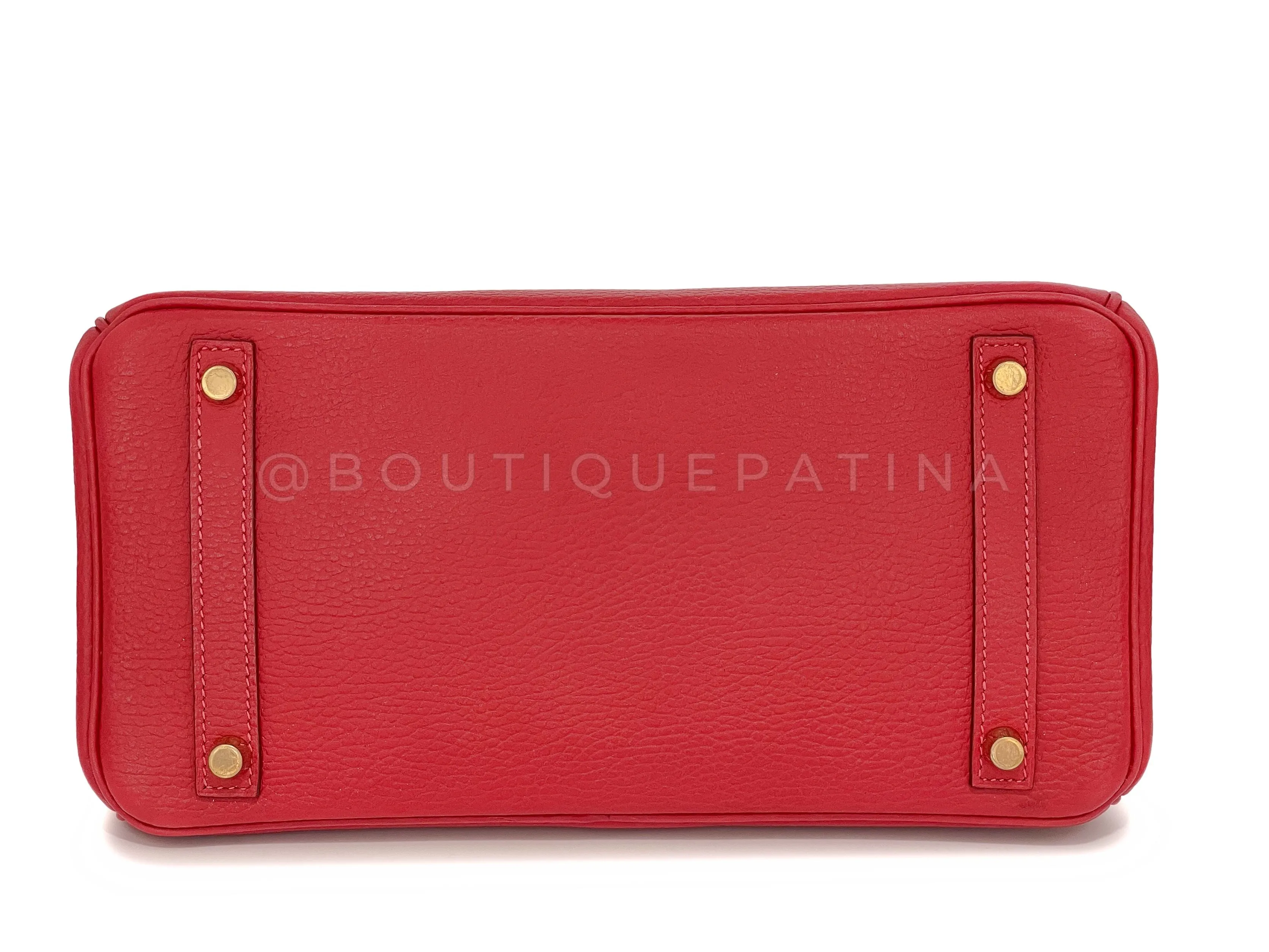 Hermes Rouge Vermillion Ardennes 30cm Birkin Bag GHW Red