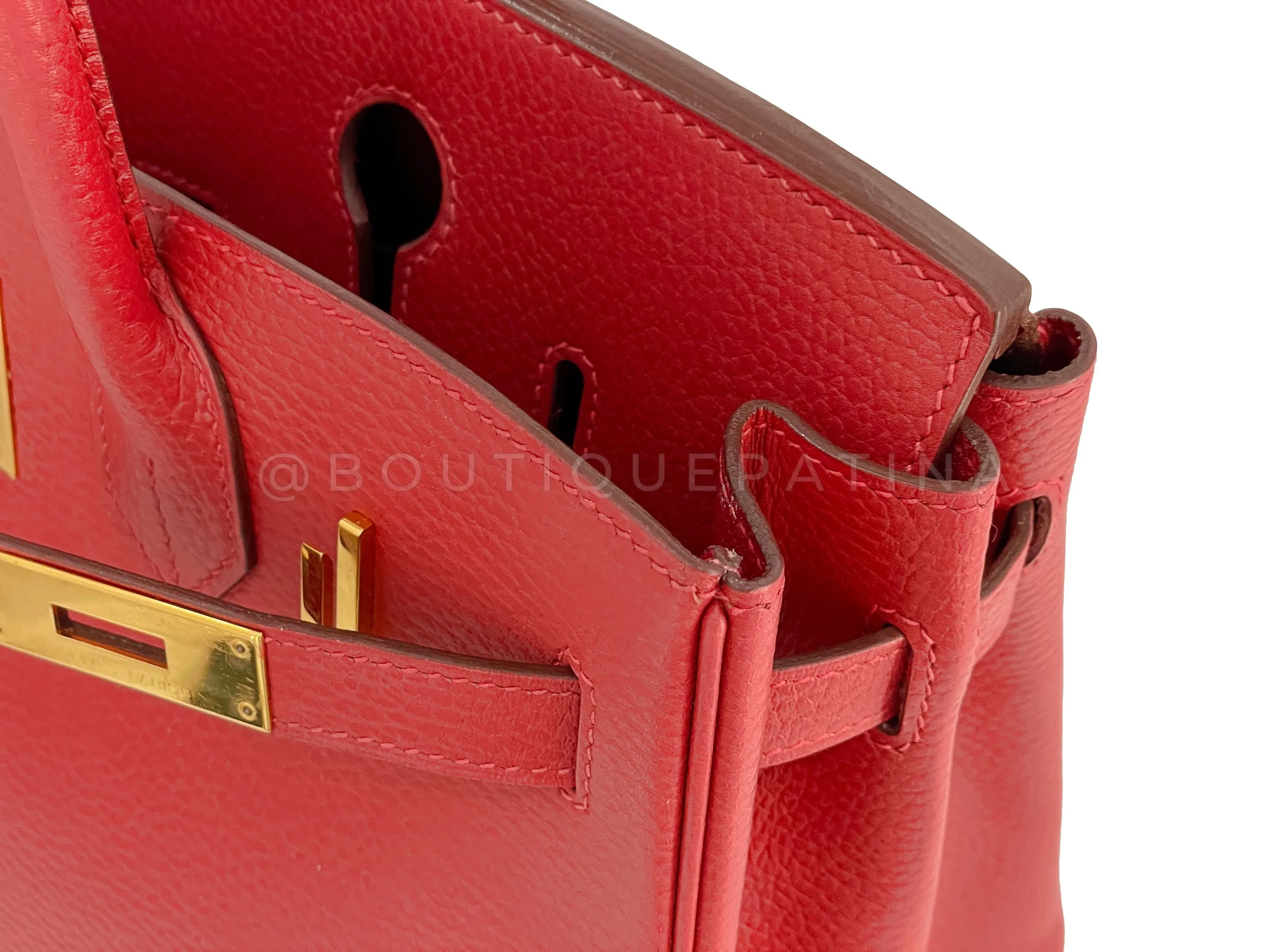 Hermes Rouge Vermillion Ardennes 30cm Birkin Bag GHW Red