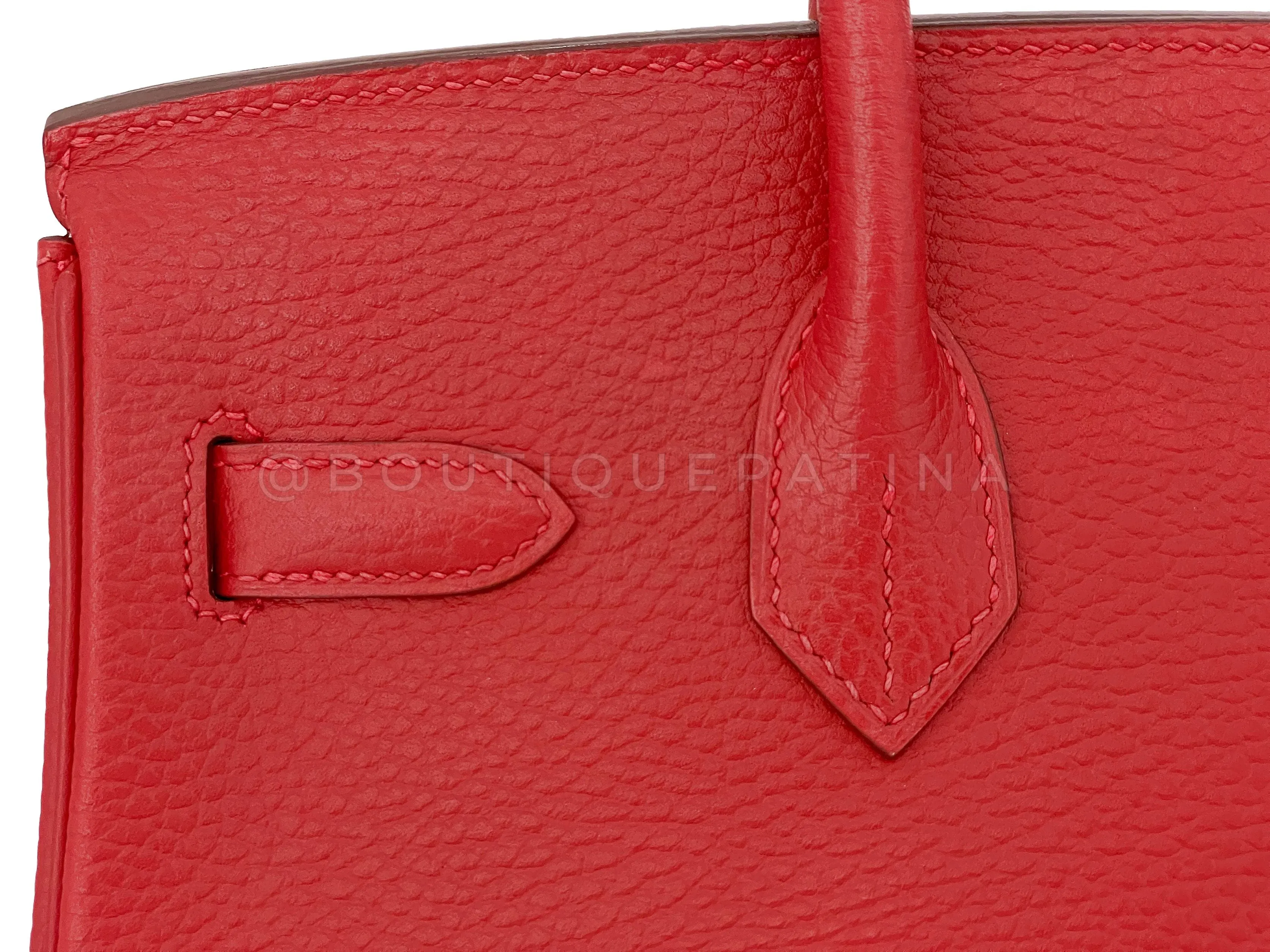 Hermes Rouge Vermillion Ardennes 30cm Birkin Bag GHW Red