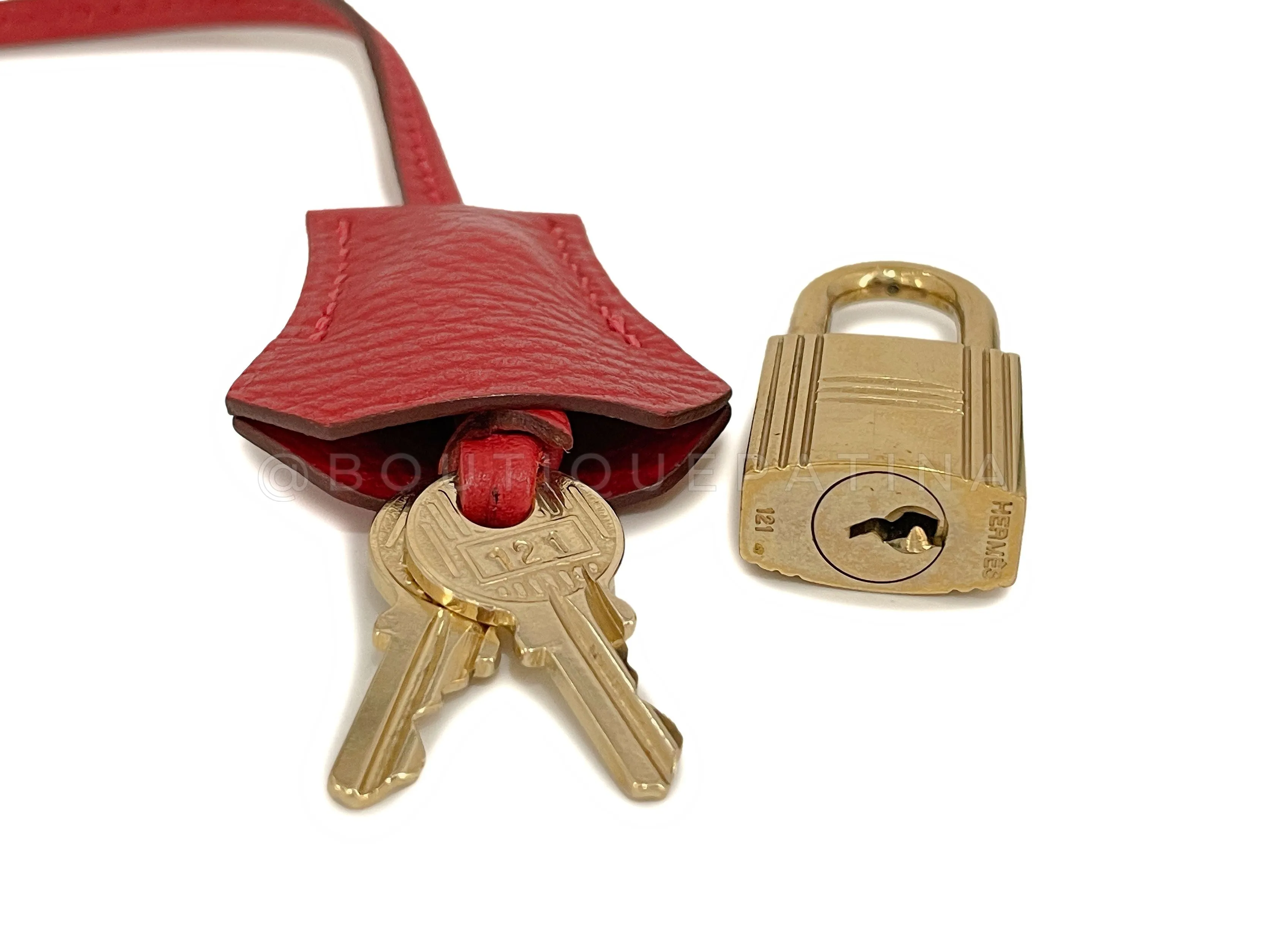 Hermes Rouge Vermillion Ardennes 30cm Birkin Bag GHW Red