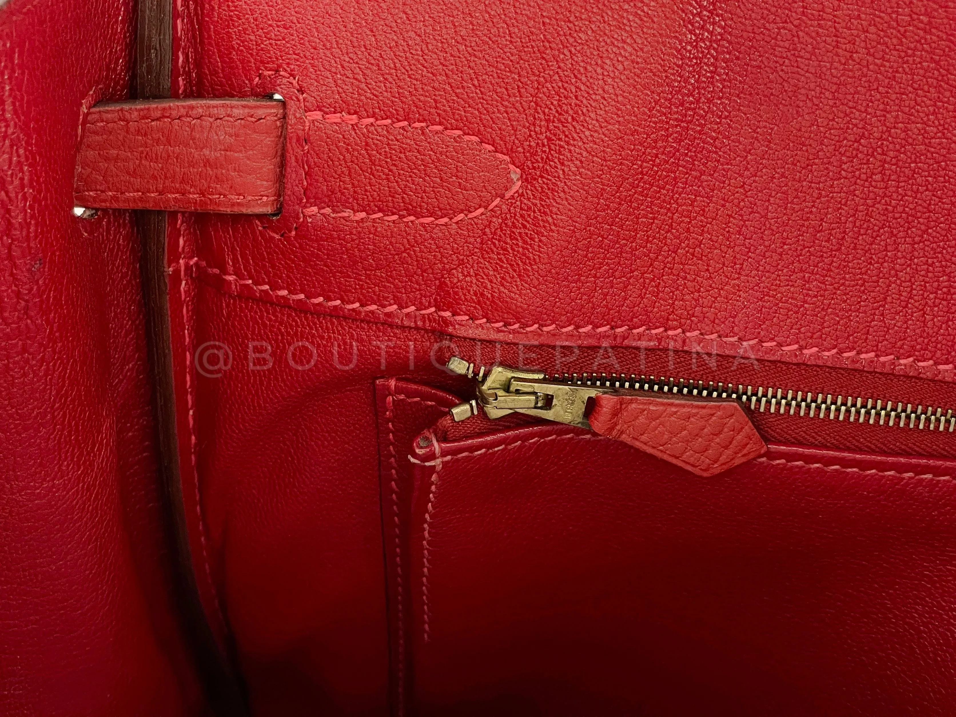 Hermes Rouge Vermillion Ardennes 30cm Birkin Bag GHW Red