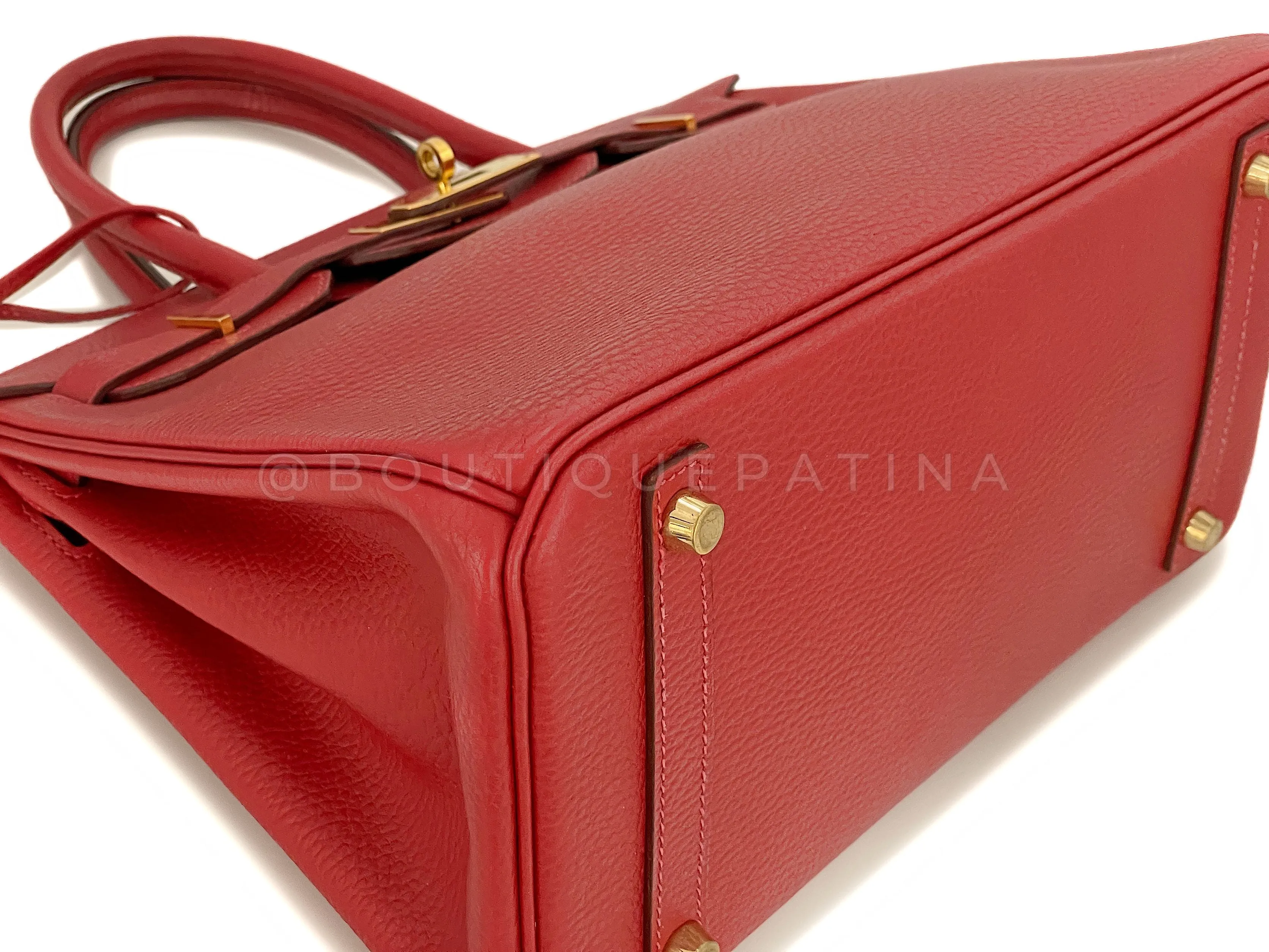 Hermes Rouge Vermillion Ardennes 30cm Birkin Bag GHW Red