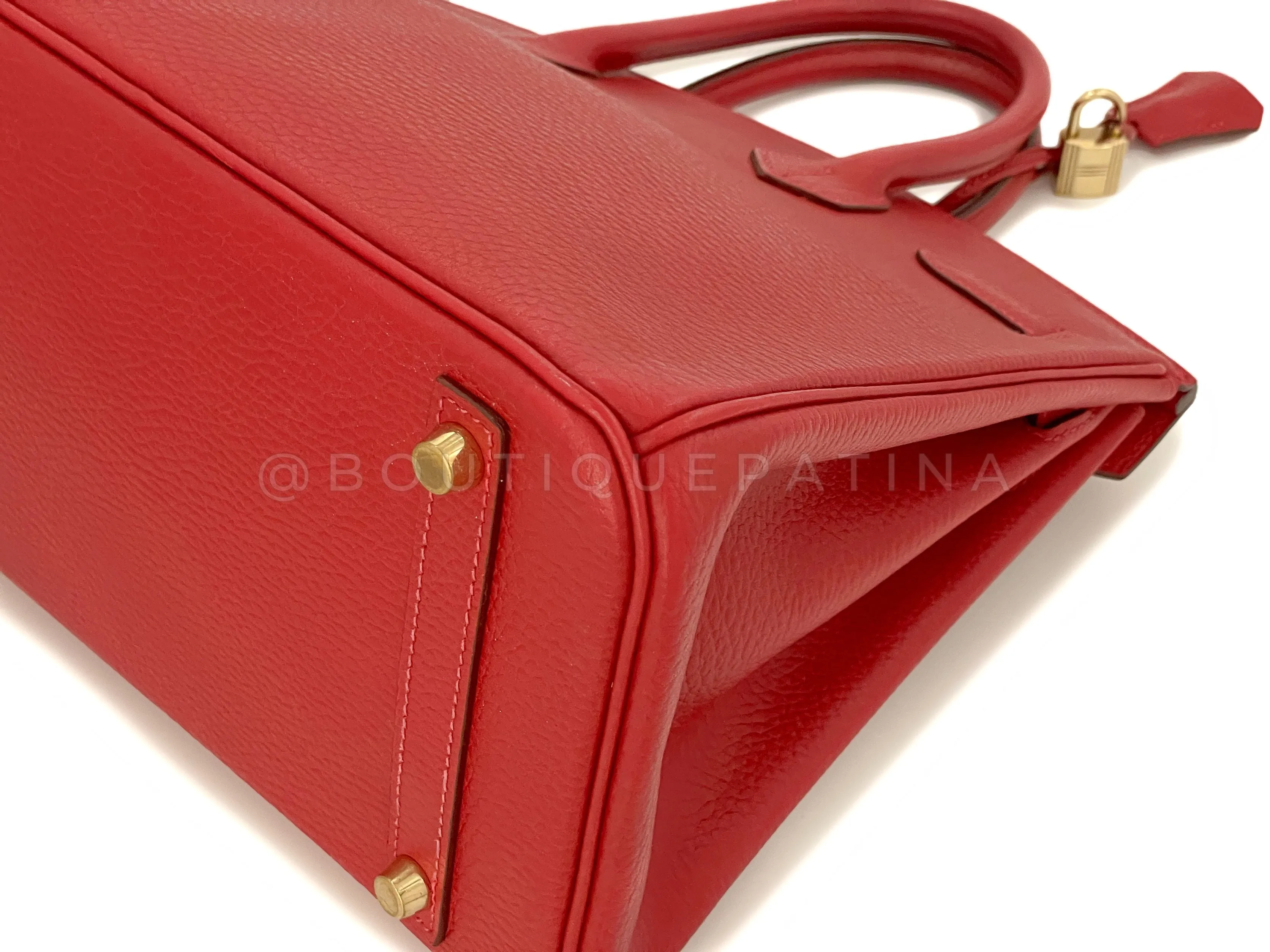 Hermes Rouge Vermillion Ardennes 30cm Birkin Bag GHW Red