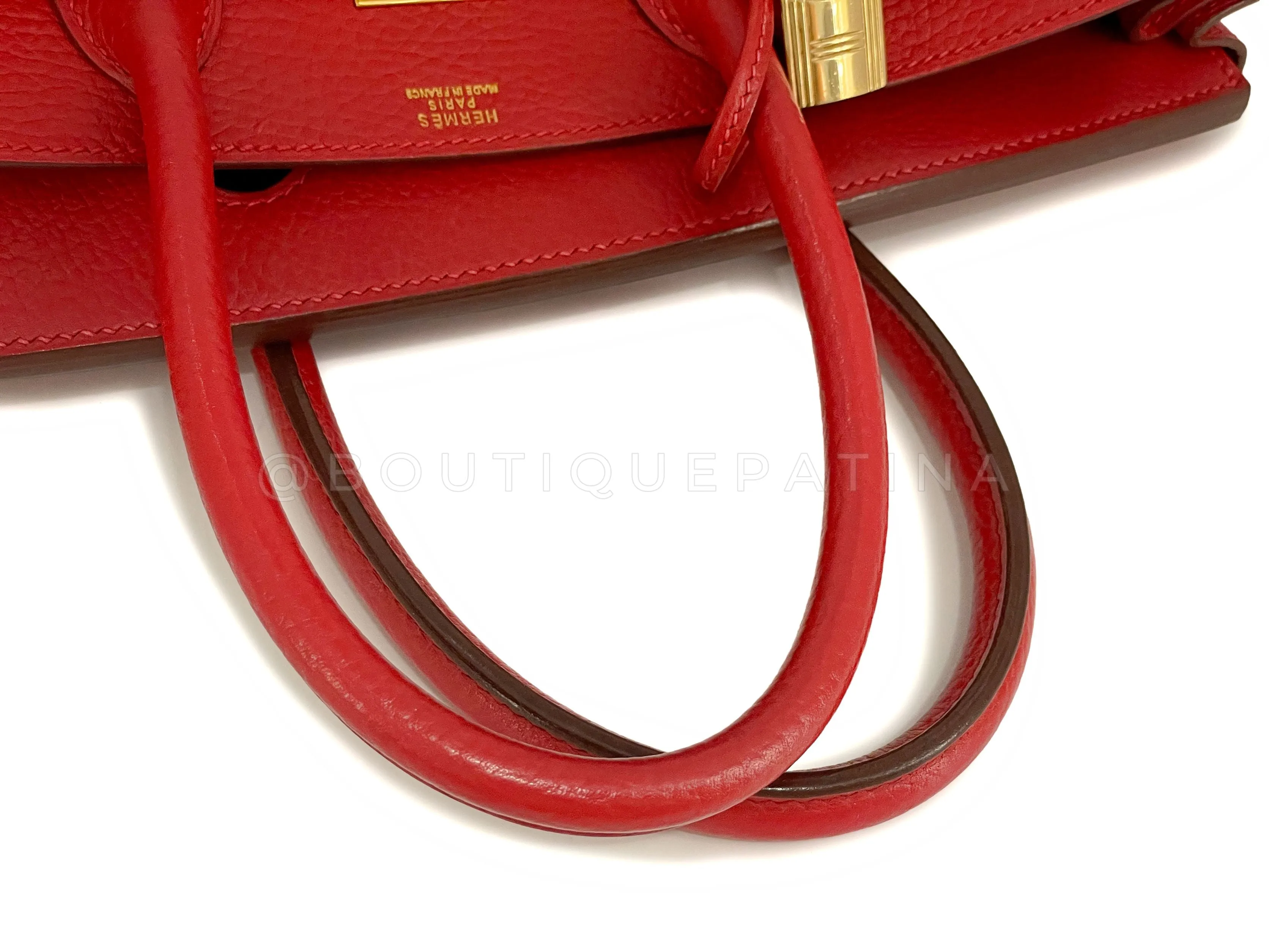 Hermes Rouge Vermillion Ardennes 30cm Birkin Bag GHW Red