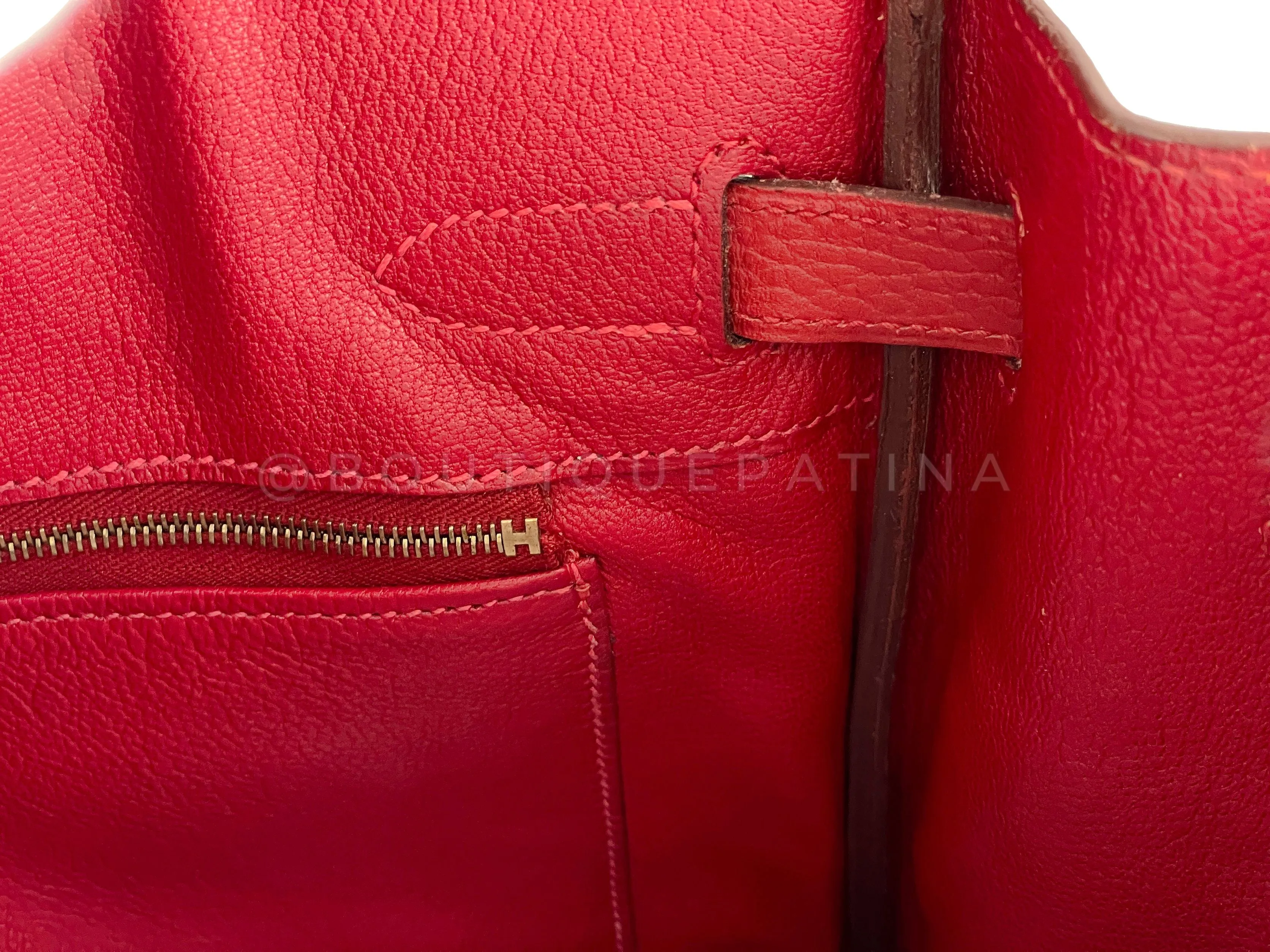 Hermes Rouge Vermillion Ardennes 30cm Birkin Bag GHW Red