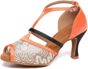 HROYL Women Latin Dance Shoes Salsa Practice Wedding Party Performence Ballroom Dance Shoes,Model L561/087