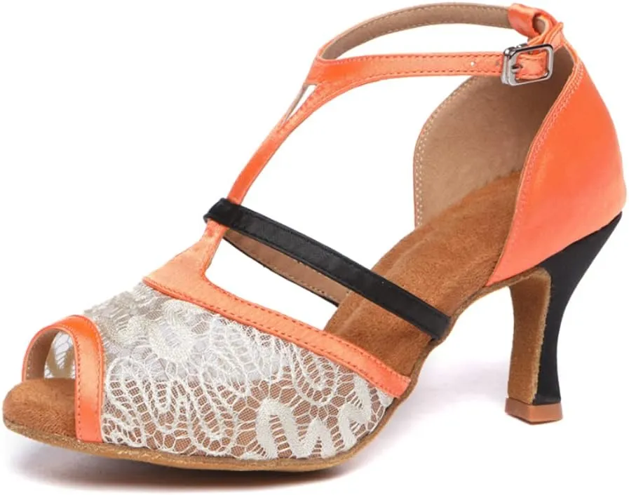 HROYL Women Latin Dance Shoes Salsa Practice Wedding Party Performence Ballroom Dance Shoes,Model L561/087