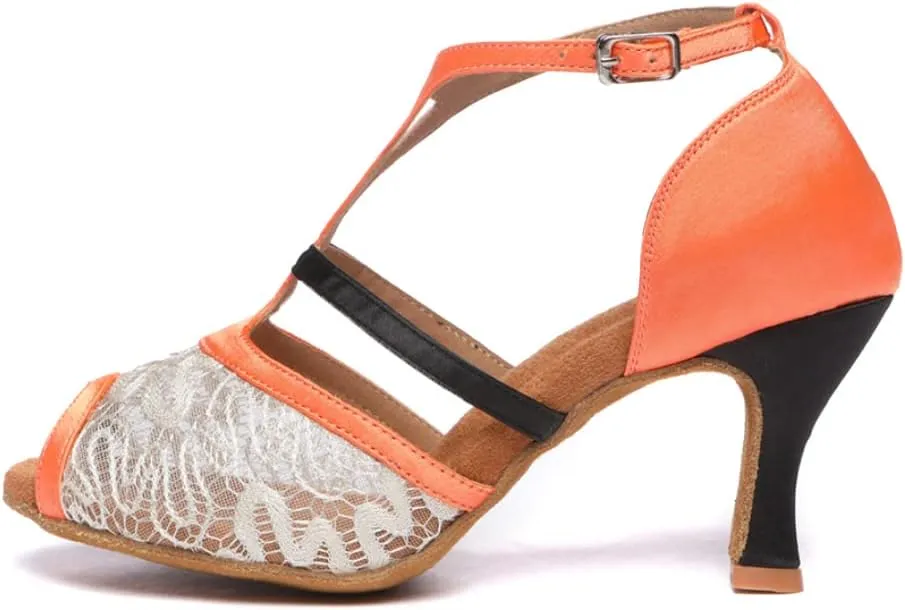 HROYL Women Latin Dance Shoes Salsa Practice Wedding Party Performence Ballroom Dance Shoes,Model L561/087