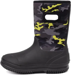 HugRain Toddler Kids Adorable Warm Neoprene Waterproof Rain Boots